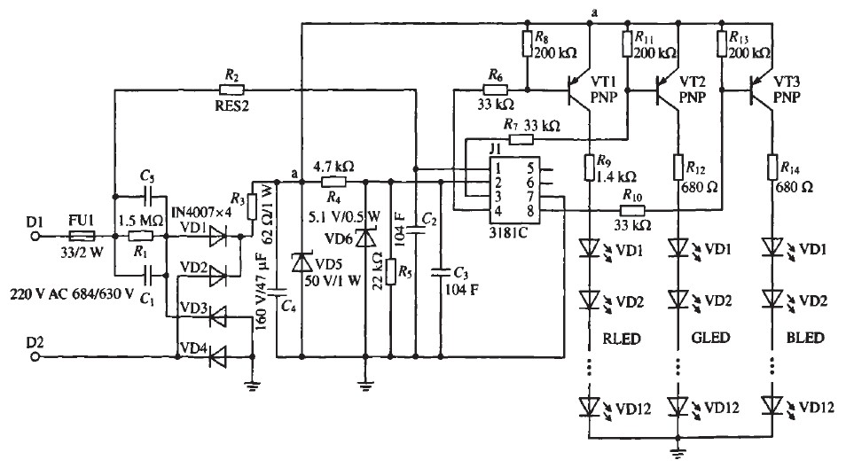 �D1 LED���^�������·